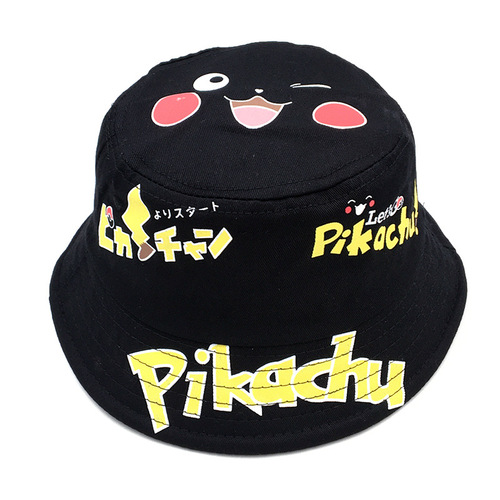 New Children's Cartoon Fisherman Hat Pet Pikachu Sun Hat Cotton Bucket Hat for Boys and Girls