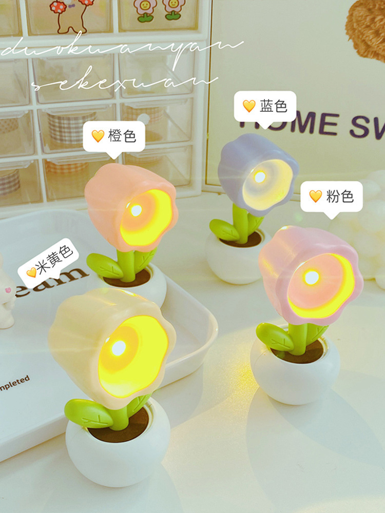 Batterie-Tischlampe Cartoon-Blumen DIY Creme-Gel Nachtlicht Mini-LED Stimmungslicht Kreatives Geschenk Dekofigur