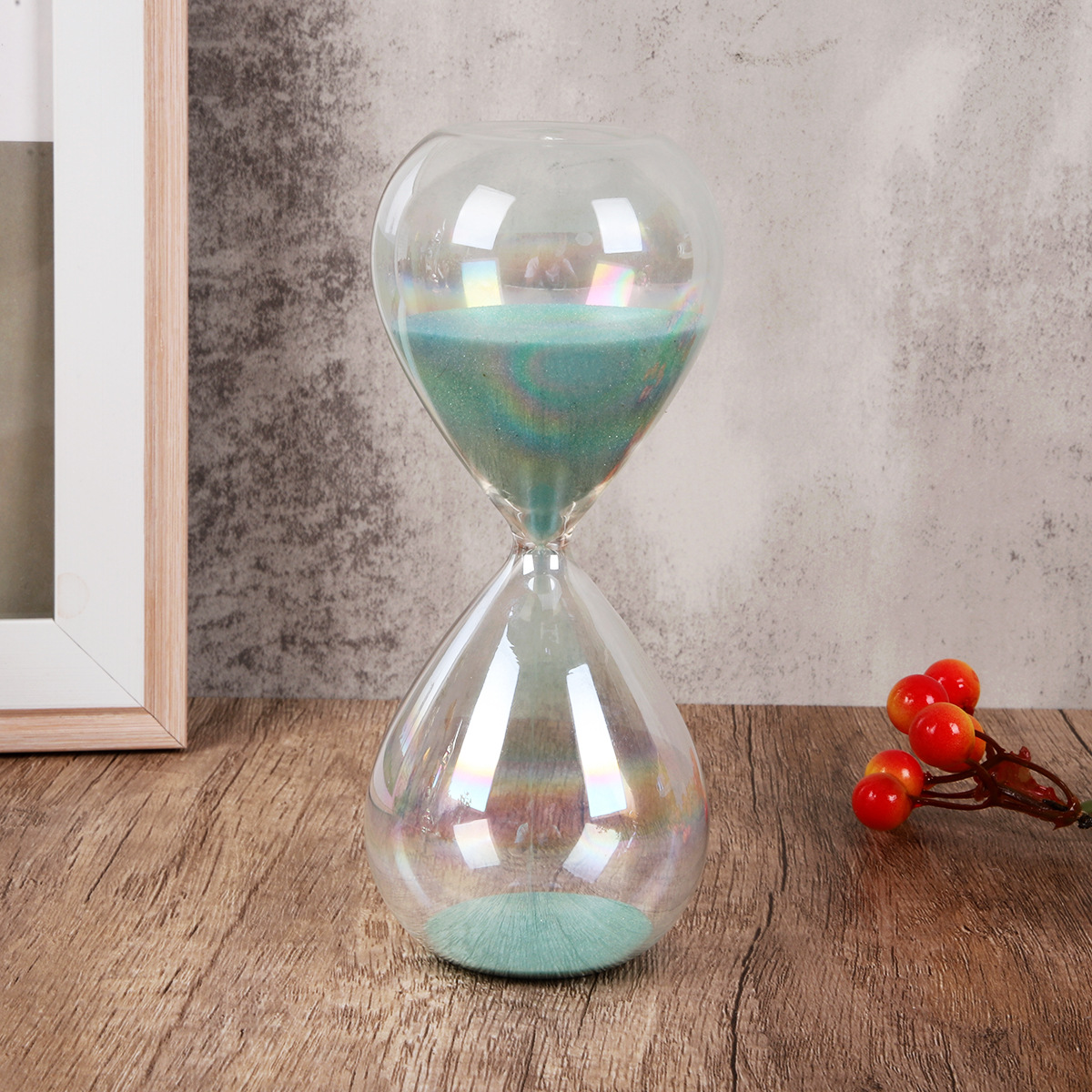 Reloj de Arena Circular de Vidrio Decorativo de Vidrio de Borosilicato Alto para Sala de Estar