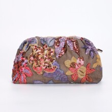 跨境新款女包包重工水墨风网纱刺绣亮片包轻奢手包晚宴包云朵包包