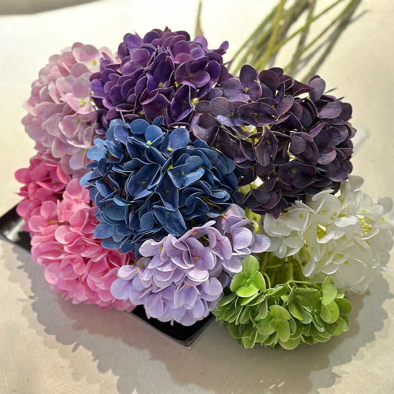 3D film hydrangea simulation flower wedding wedding road guide flower arrangement hotel decoration hydrangea wedding room arrangement fake flowers