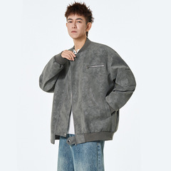 美式复古pu皮夹克男秋季潮牌痞帅立领棒球服cleanfit短款皮衣外套
