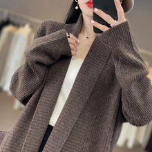 2025新款开衫女时尚大码中长款慵懒风毛衣宽松针织衫外套女款秋冬