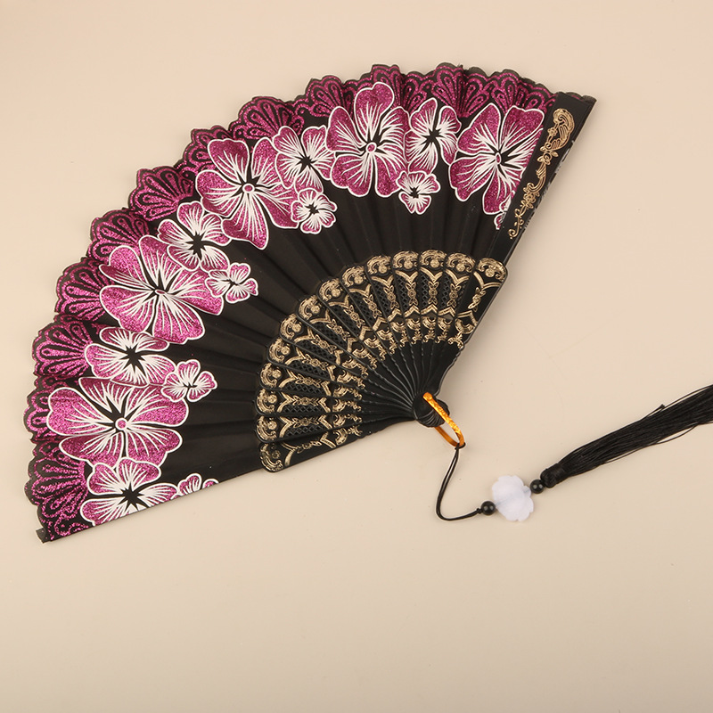 Abanico Plegable de Encaje de Plástico, Estampado, para Danza image 38