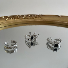 暗黑風蜘蛛小眾設計錫紙鋯石開口戒指女高級感個性朋克食指環潮酷