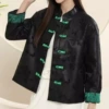Thin leather jacket for women 09 black