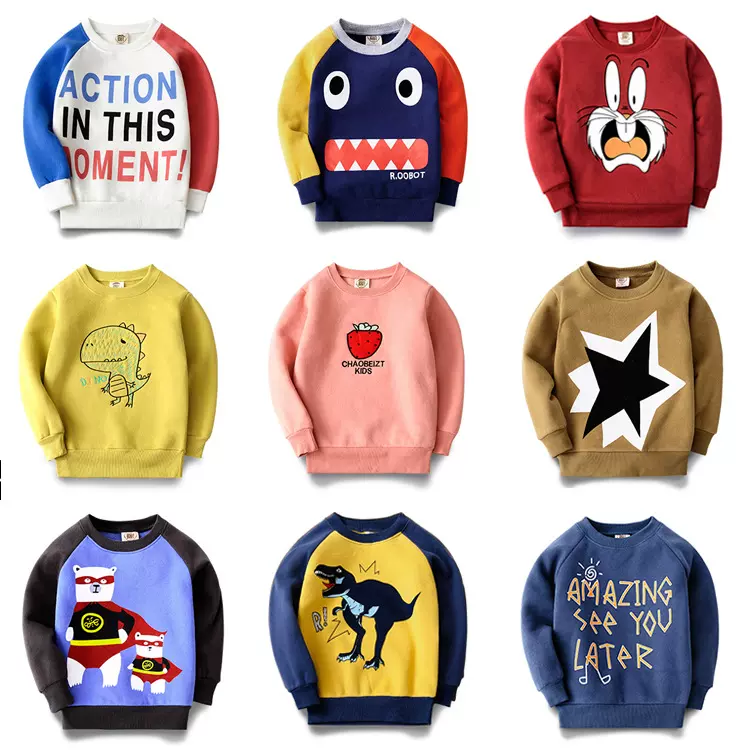 2025秋冬季加绒纯棉儿童卫衣 地摊爆款热卖外贸童装尾货厂家批发