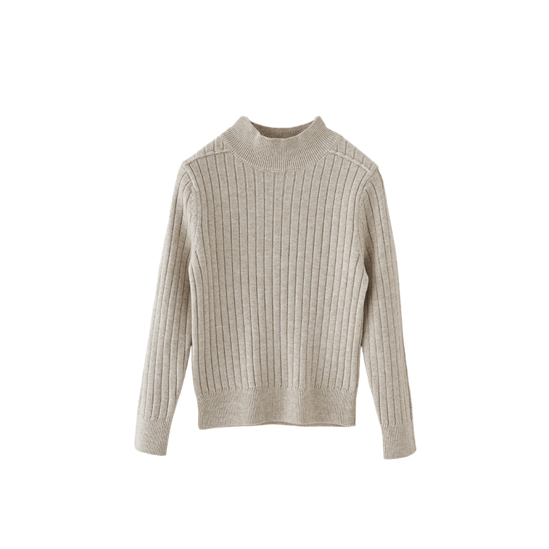 Suéter de niñas, camiseta de punto, otoño y invierno, nuevo estilo de cuello medio alto, manga larga, camiseta de aire para niños, suéter para bebés