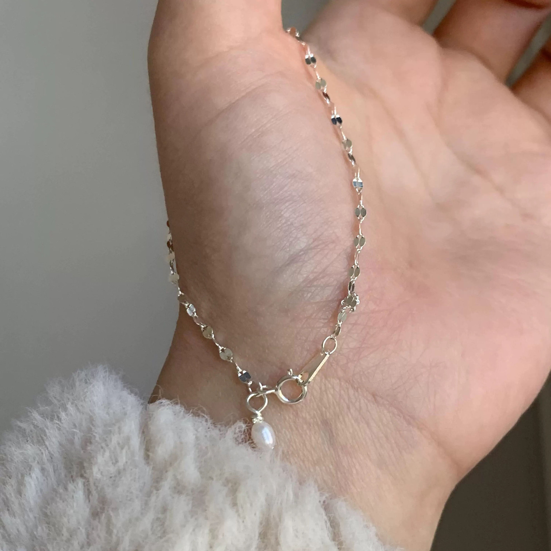 coffee bean chain Chain Type 1 Piece 925 Sterling Silver Geometric 925 Sterling Silver Coffee Bean Chain Bracelets