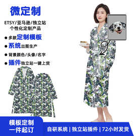 宠物头像微定制薄款睡袍 情侣纪念睡衣 夏季宽松透气成人居家袍
