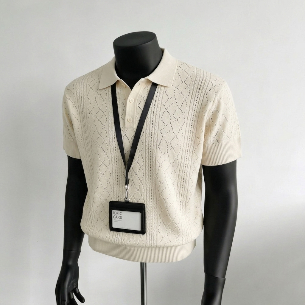 Polo camiseta de punto camiseta de manga corta hombre con solapa hueca textura vieja camiseta de hielo de viento de verano fábrica transfronteriza mayorista image 7