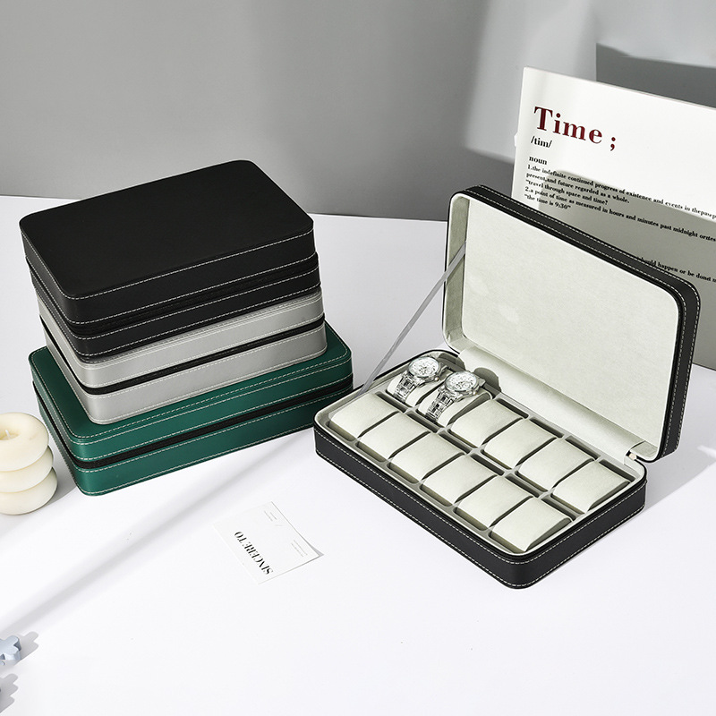 New Pu Watch Zipper Storage Bag Multi-Position Watch Box Multifunctional Household Watch Display Dustproof Storage Box