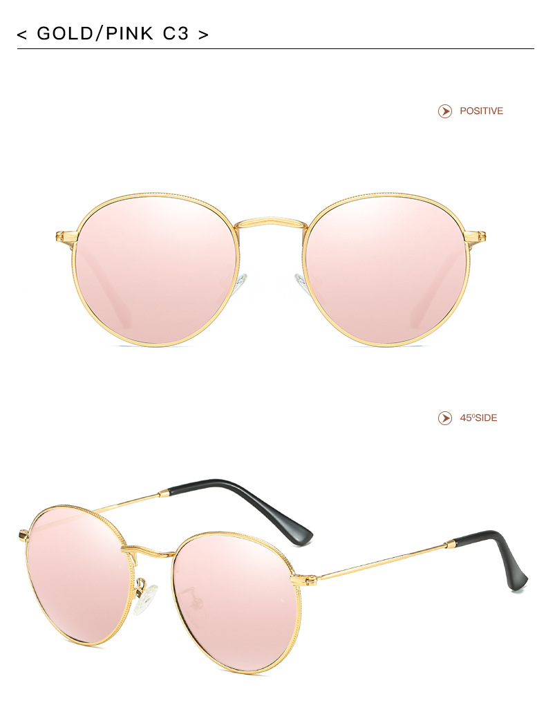Retro Solid Color Tac Round Frame Full Frame Women's Sunglasses display picture 4
