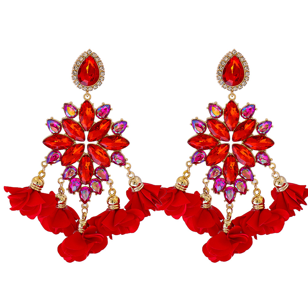new bohemian color diamond flower earrings personalized wholesale