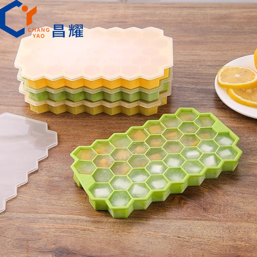 Honeycomb Ice Tray Cross-border Bestselling DIY 37-Cell Ice Pops Mold Silicone Lid Ice Cube Mold Honeycomb Creative Ice Making Box