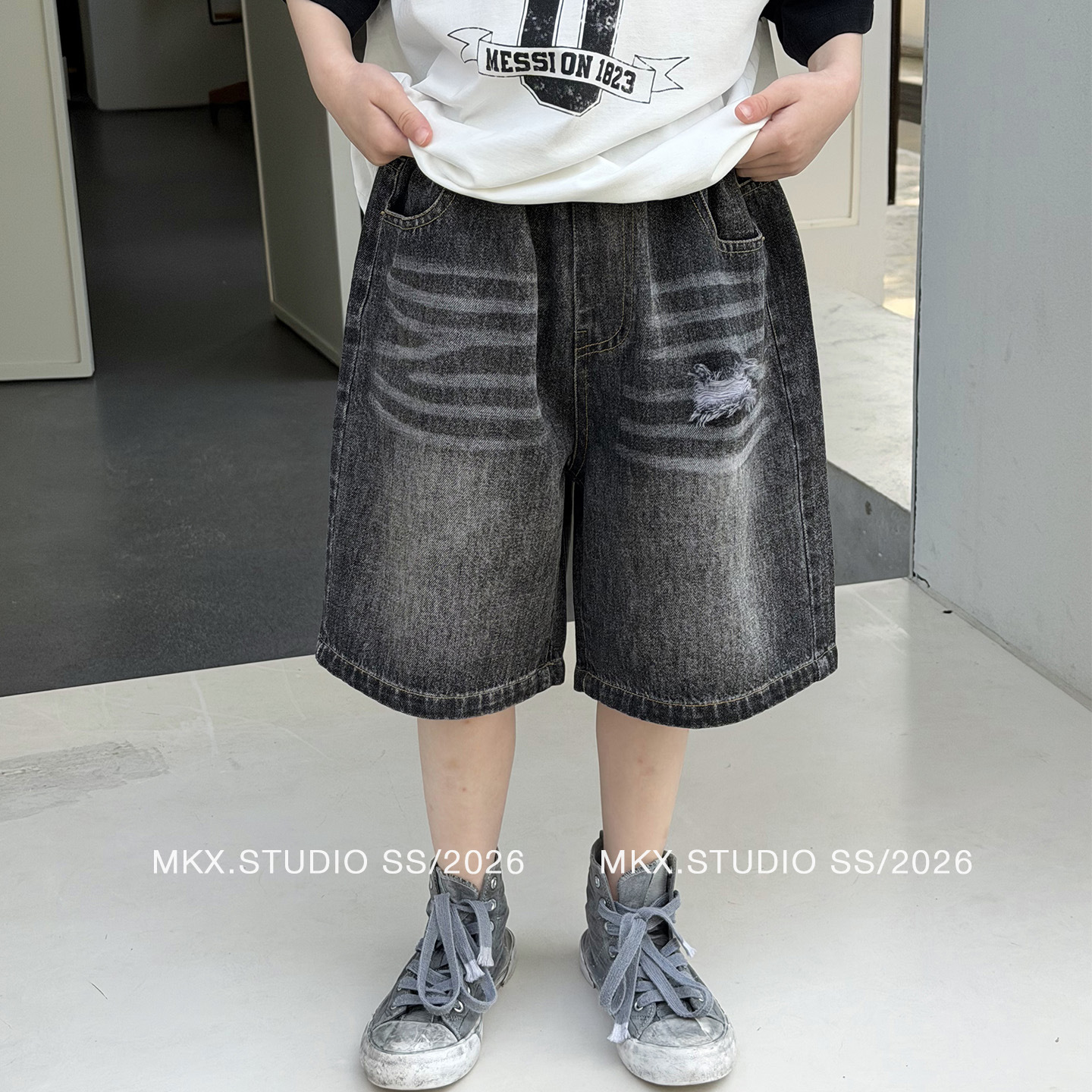 Pantalones Cortos de Mezclilla con Rasgados para Niños de Algodón, Suave, para Verano