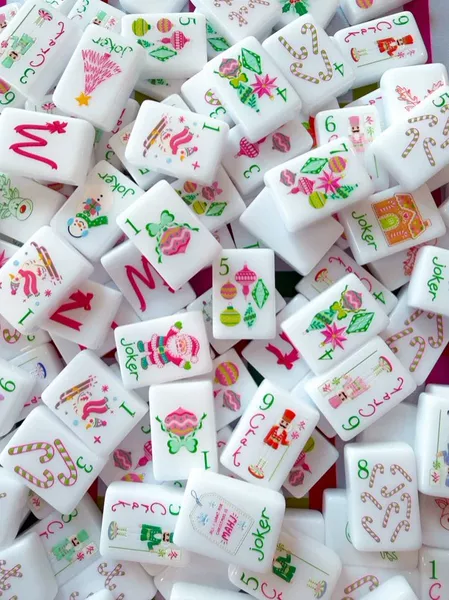 (In stock) Christmas-themed American-style mahjong tiles, single-layer, 160 pieces, luxurious acrylic tiles, eco-friendly and durable
