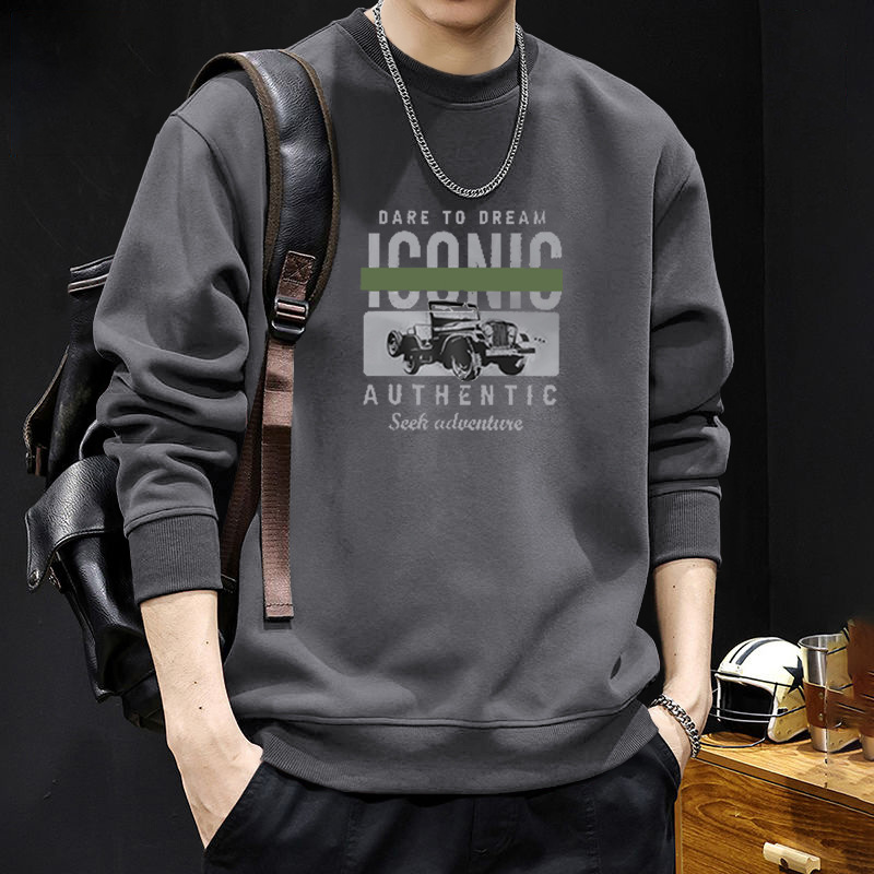 Pesado y camisa de cuello redondo para hombres nueva primavera y otoño marca de moda americana de manga larga chaqueta de otoño para hombres
