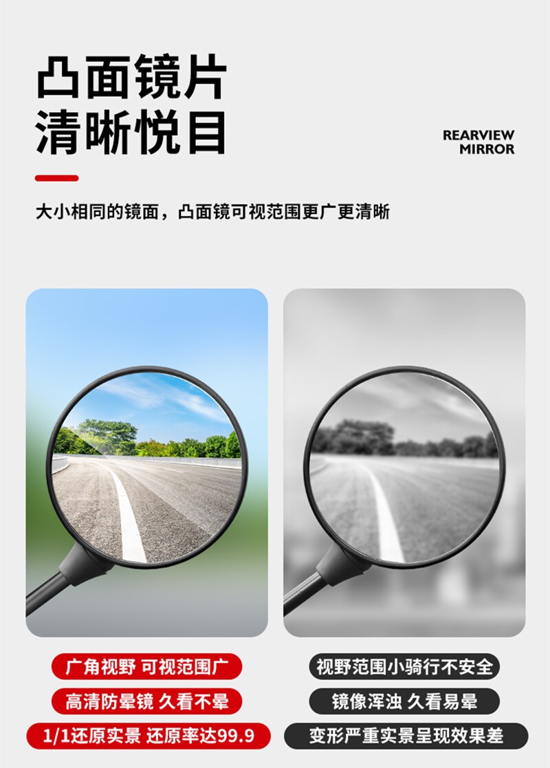 Suitable for Aima Electric Vehicle Rearview Mirror Lei La Q312 Xiao Qiao Genuine 8mm Convex Original Reflective Rearview Mirror