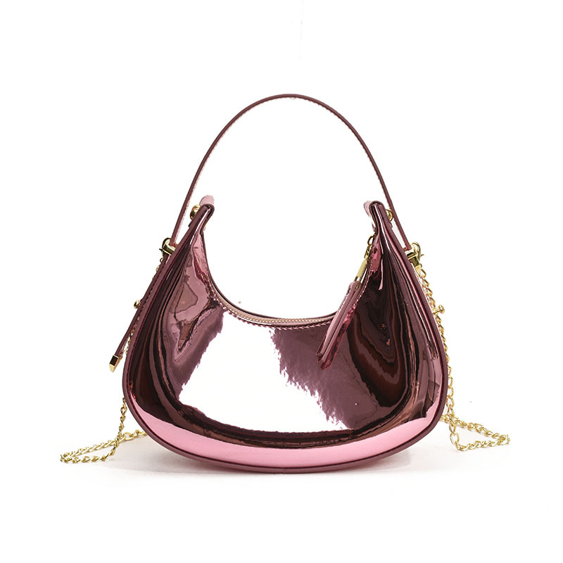 Glossy Mini Bag For Women New Fashion Crescent Lipstick Evening Bag Casual Versatile Handbag Chain Crossbody Bag - Thumbnail 6
