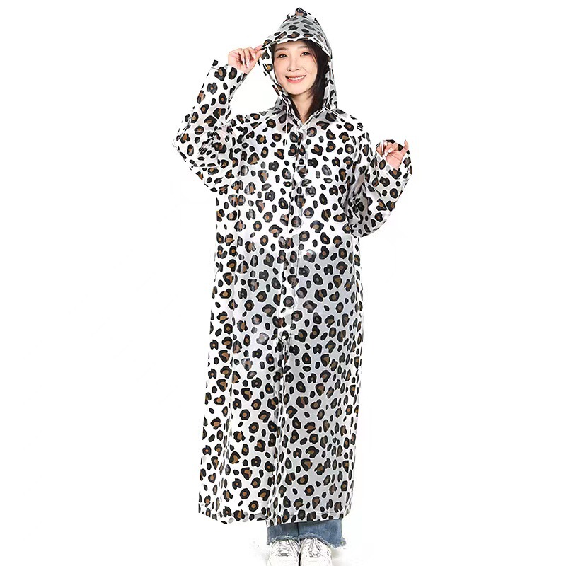 Adult Unisex Eco-Friendly Thick Long Raincoat with All-Over Leopard Print Pattern for Outdoor Travel Adult Unisex Eco-Friendly Thick Long Raincoat with All-Over Leopard Print Pattern for Outdoor Travel