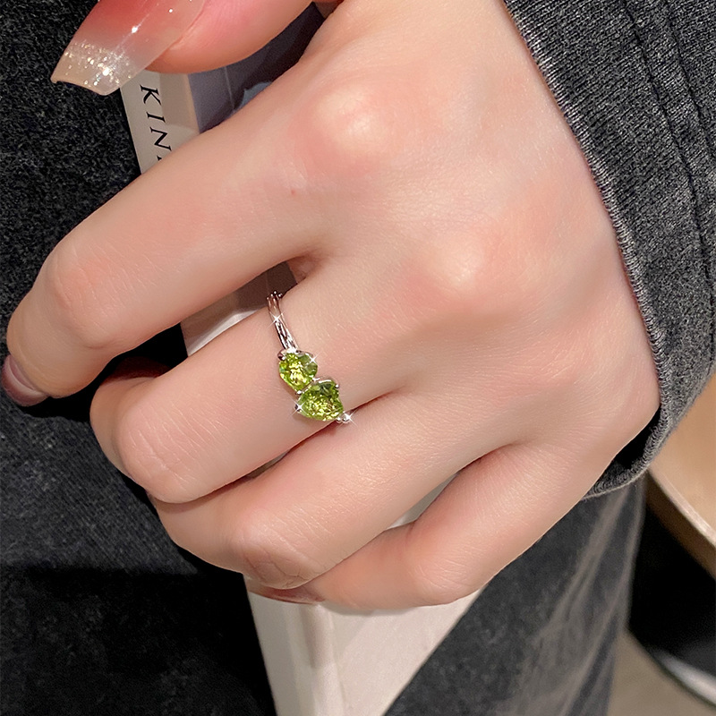 Venta caliente transfronteriza s925 plata de ley amor piedra natural anillo abierto mujer Europa y América temperamento de lujo ligero anillo ajustable mujer