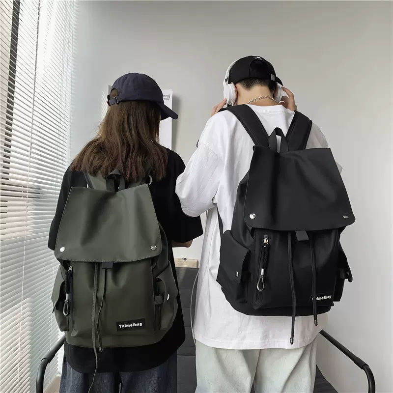 书包女日系原宿风初高中学生背包大容量潮牌简约翻盖工装旅行包男