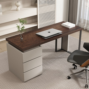 Italian Minimalist Desk Design, Modern and Simple Home Light Luxury Desk, Solid Wood Computer Desk, Study Desk