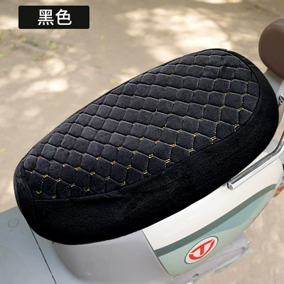 Autumn and Winter Electric Vehicle Fleece-Lined Thickened Seat Cover, Scooter Seat Cover, Universal Warm Seat Cover for Electric Bikes (Electric car cushion) - black-small-suitable-for-flat-surfaces-50-55cm-long