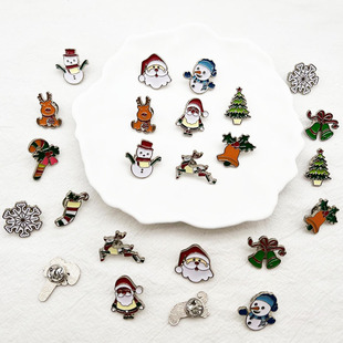 Cartoon commemorative medal painting paint Christmas brooch series collar pins DIY nail-free anti-running light buckle can be customized
