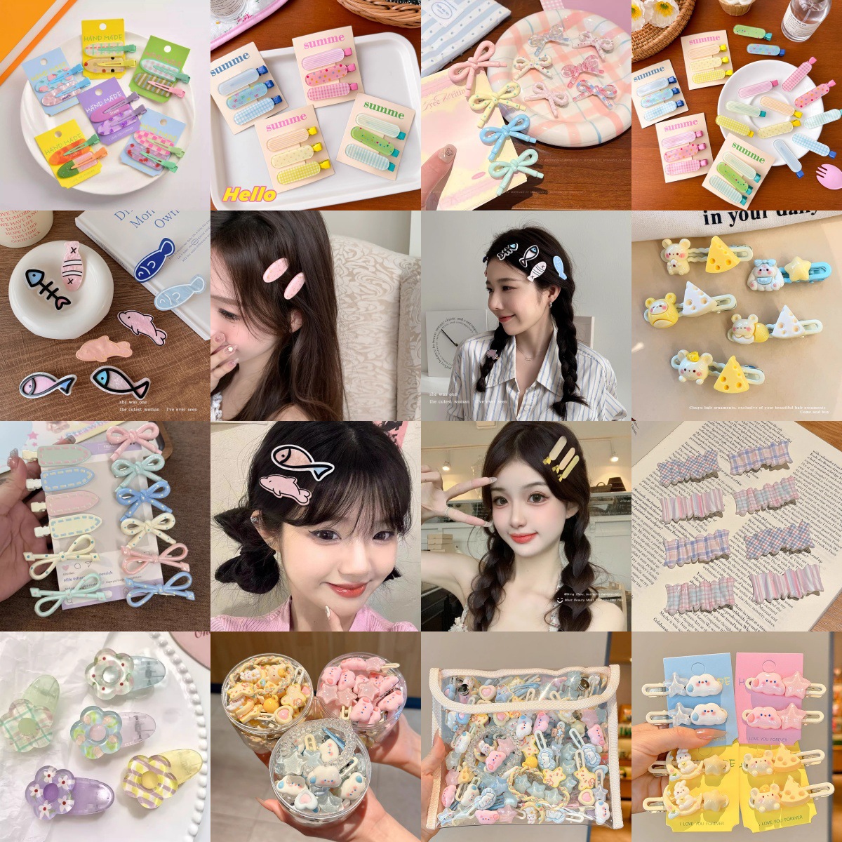 2025 nueva horquilla de dopamina de verano linda horquilla de flequillo de todo fósforo niña coreana pinza lateral accesorios para el cabello sombreros