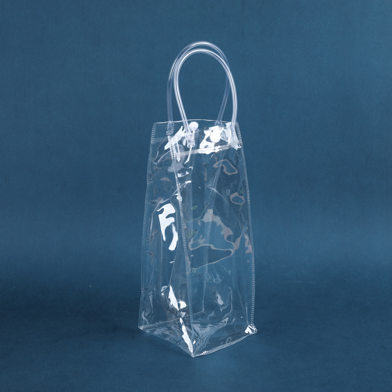 红酒pvc透明手提袋葡萄酒礼品包装袋加厚鲜花伴手礼袋可印刷LOGO