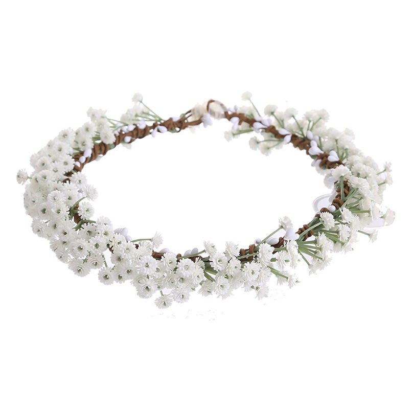 bridal headdress wreath wedding dress artificial flower flower hairband mori flower fairy mori girl seaside beach headwear flower