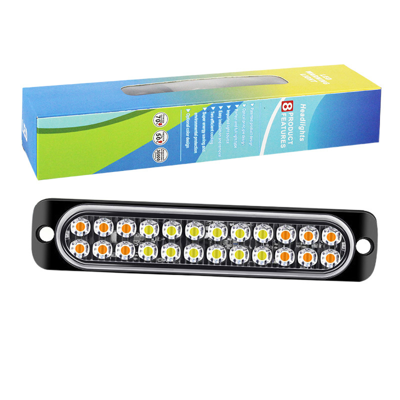 Dual fila 24 lámparas de advertencia de camión 24LED estallar lámparas laterales ultra delgadas