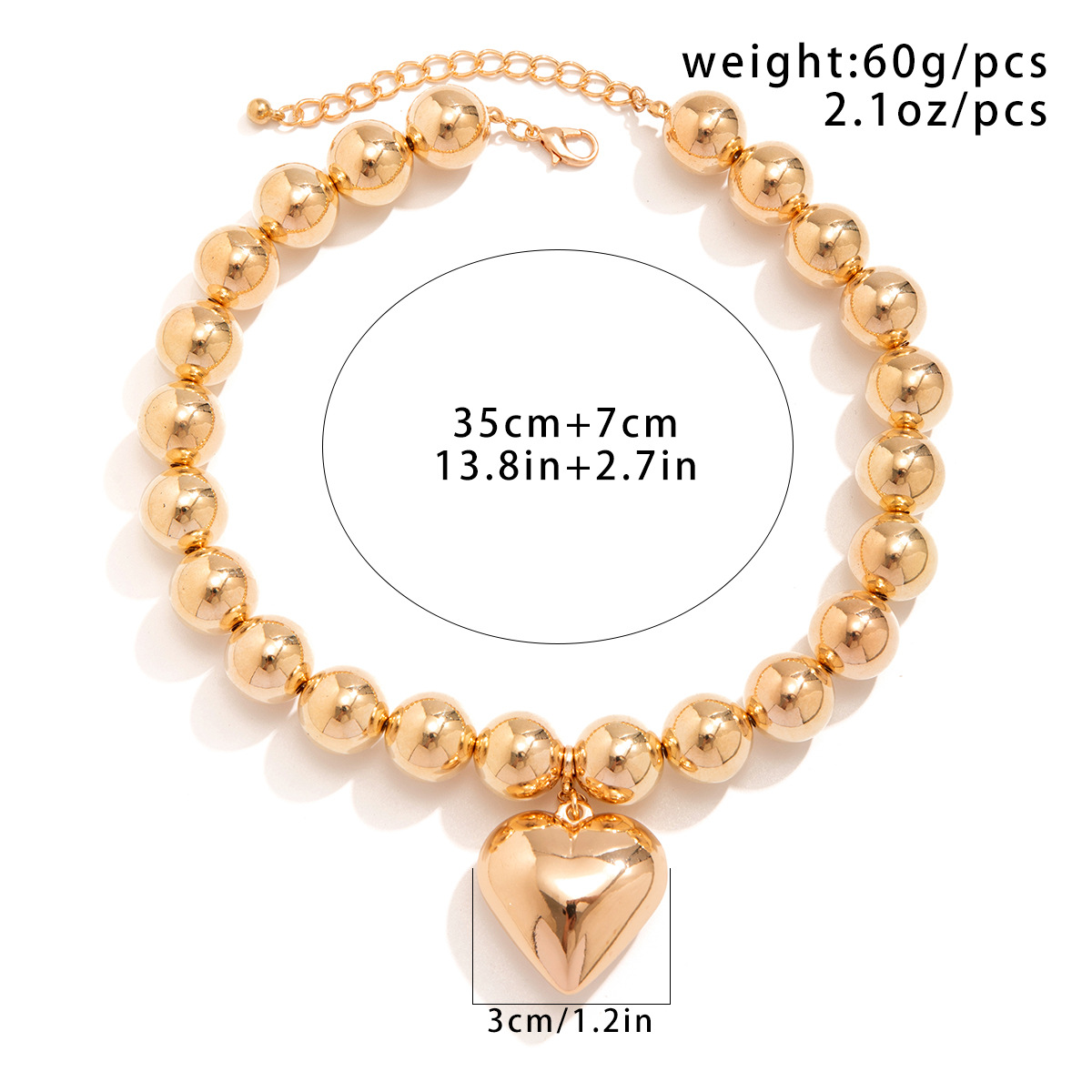 Elegant Exaggerated Geometric Heart Shape Ccb Imitation Pearl Beaded Plating Women's Necklace display picture 1