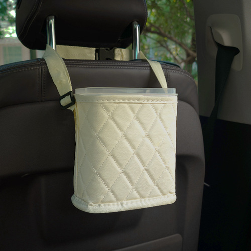Car trash can two-in-one hanging female mini rear leather car seat back waterproof storage bag car supplies