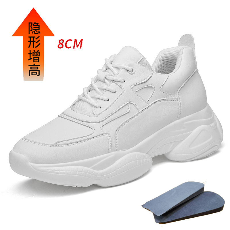 Zapatos de hombre invisible 8CM altura oculta aumento de nuevos zapatos de moda Zapatos blancos de suela gruesa zapatos de tacón alto papá zapatos deportivos casuales zapatos de una sola capa hombres