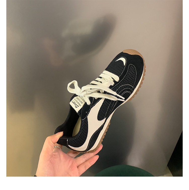 Giày sneaker nữ da bò lưới thân thấp dây buộc gót ẩn 6 cm — Đen (Gót ẩn 6CM) - Còn hàng, Đỏ (Gót ẩn 6CM) - Còn hàng chi tiết 28
