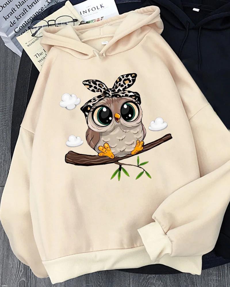 Hirsionsan Kawaii Cartoon Print Hoodies Women Overseas Spor