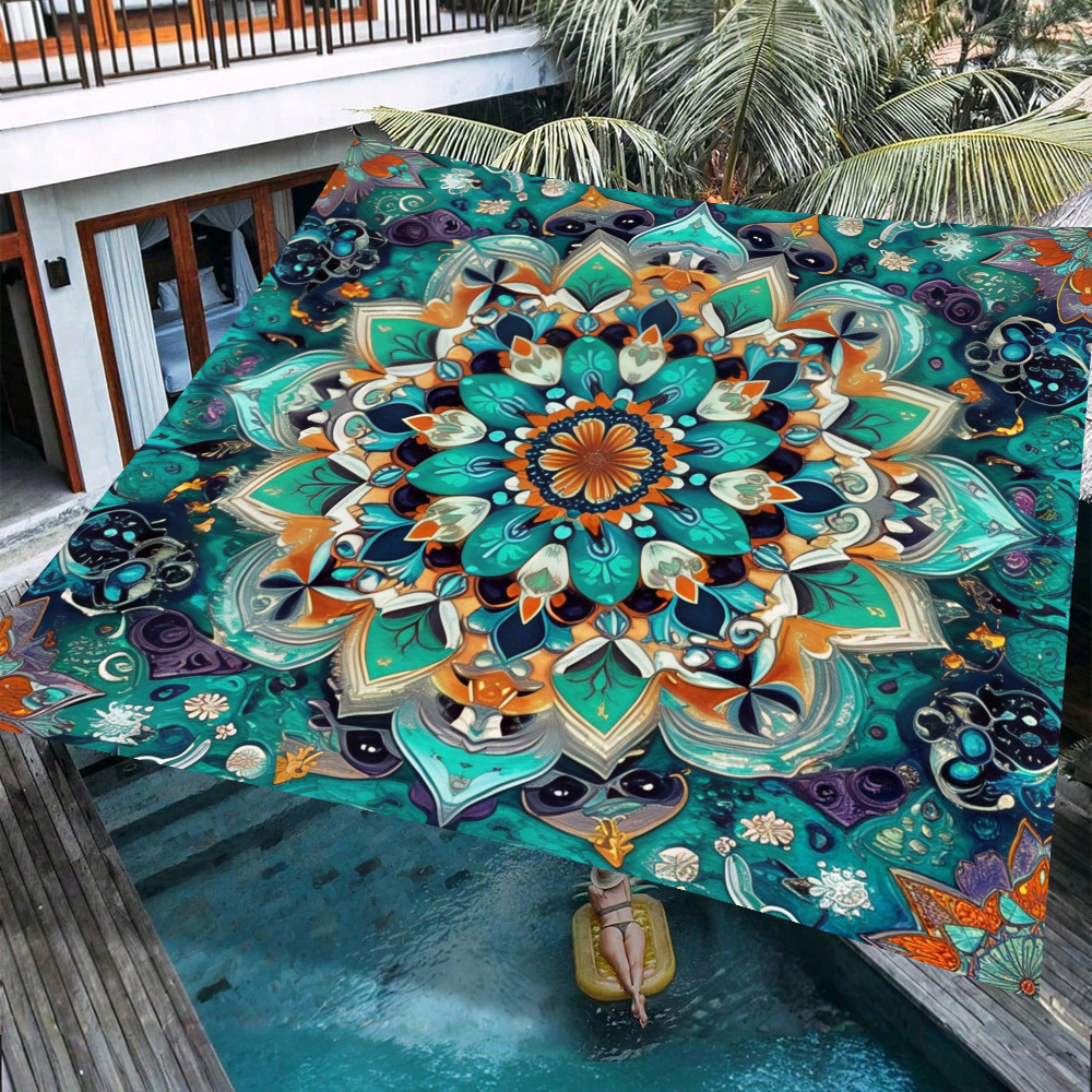 Cross-border outdoor sunshade fabric for courtyard terrace ceiling, waterproof and sun-proof canopy hanging cloth, printed decorative fabric for ambiance decoration