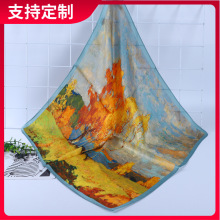 真丝仿真丝方巾长巾定制素绉缎斜纹绸缎面雪纺色丁加印LOGO定做