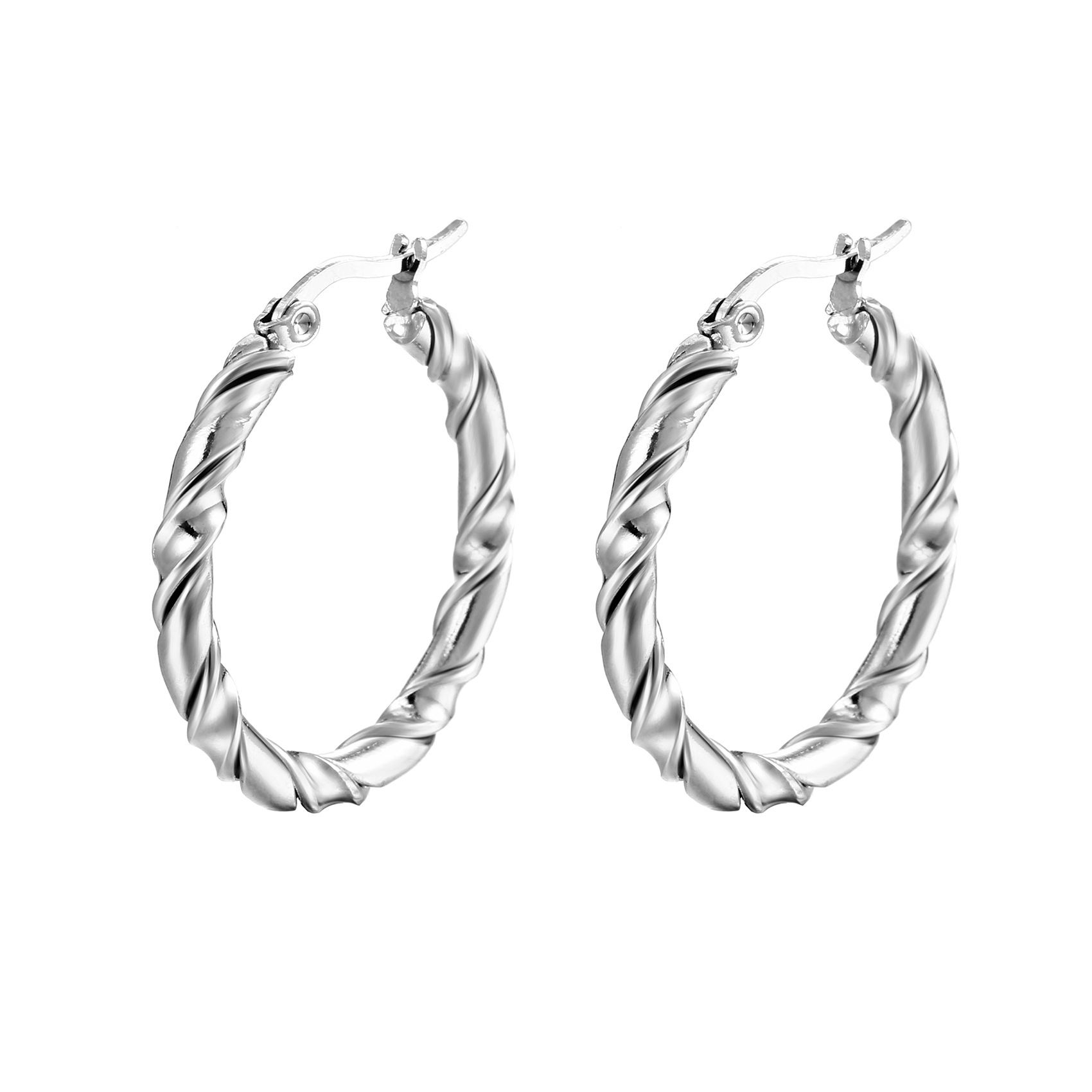 Round Pattern Women'S Gender PVD Coated 18K Gold Real Gold Plated Round 201 Stainless Steel Fashion Waterproof Non Tarnish Hoop Earrings