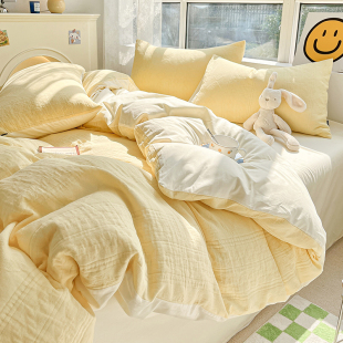 Class A Cotton Three-layer Yarn Jacquard Four-piece Set Cotton Bed Sheet Quilt Cover Light Luxury High-end Feeling Bed Hat for Bed Use
