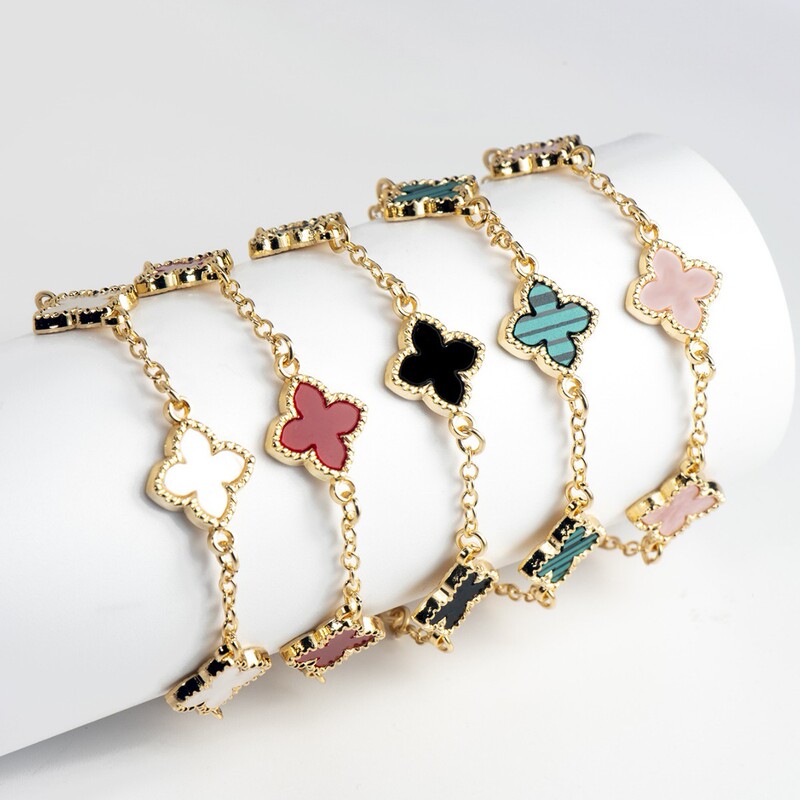 Cross-Border Foreign Trade New Style Rose Gold Four-Leaf Clover Bracelet for Women, Plated with 18K, Light Luxury and High-End Feel, Jewelry Gift for Girlfriend Cross-Border Foreign Trade New Style Rose Gold Four-Leaf Clover Bracelet for Women, Plated with 18K, Light Luxury and High-End Feel, Jewelry Gift for Girlfriend