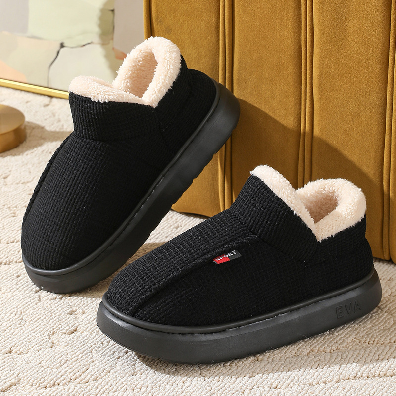 2024 Warm Slippers for Men, Cotton Autumn and Winter Bags, Indoor and Home Thick-Soled Non-Slip Couples Fleece-Lined Women's New Style