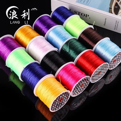 50 meters flat elastic wear-resistant red transparent crystal flat silk Buddha beads elastic wire diy handmade bracelet beading wire