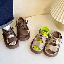 男童漏趾凉鞋2025新款夏季时尚欧美中大童学生沙滩鞋百搭休闲鞋子