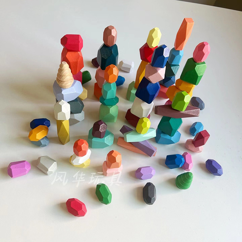 Colorido juguete de piedra laminada con manos bloques de construcción del cerebro al por mayor de los niños educación temprana transfronteriza venta caliente juguete de madera Jenga