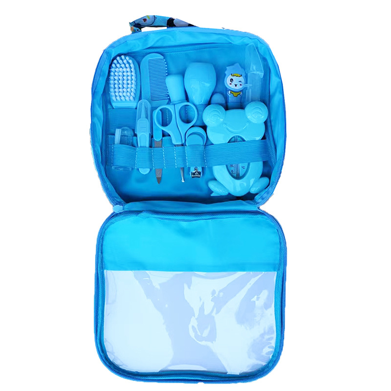 Juego de cuidado del bebé, aspirador nasal para bebés, tijeras de uñas, termómetro de agua, kit de limpieza y cuidado diario, personalizado por el fabricante