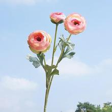 单枝3叉植毛飘逸毛茛陆莲花假花家居摆放婚庆摄影软装装饰仿真花